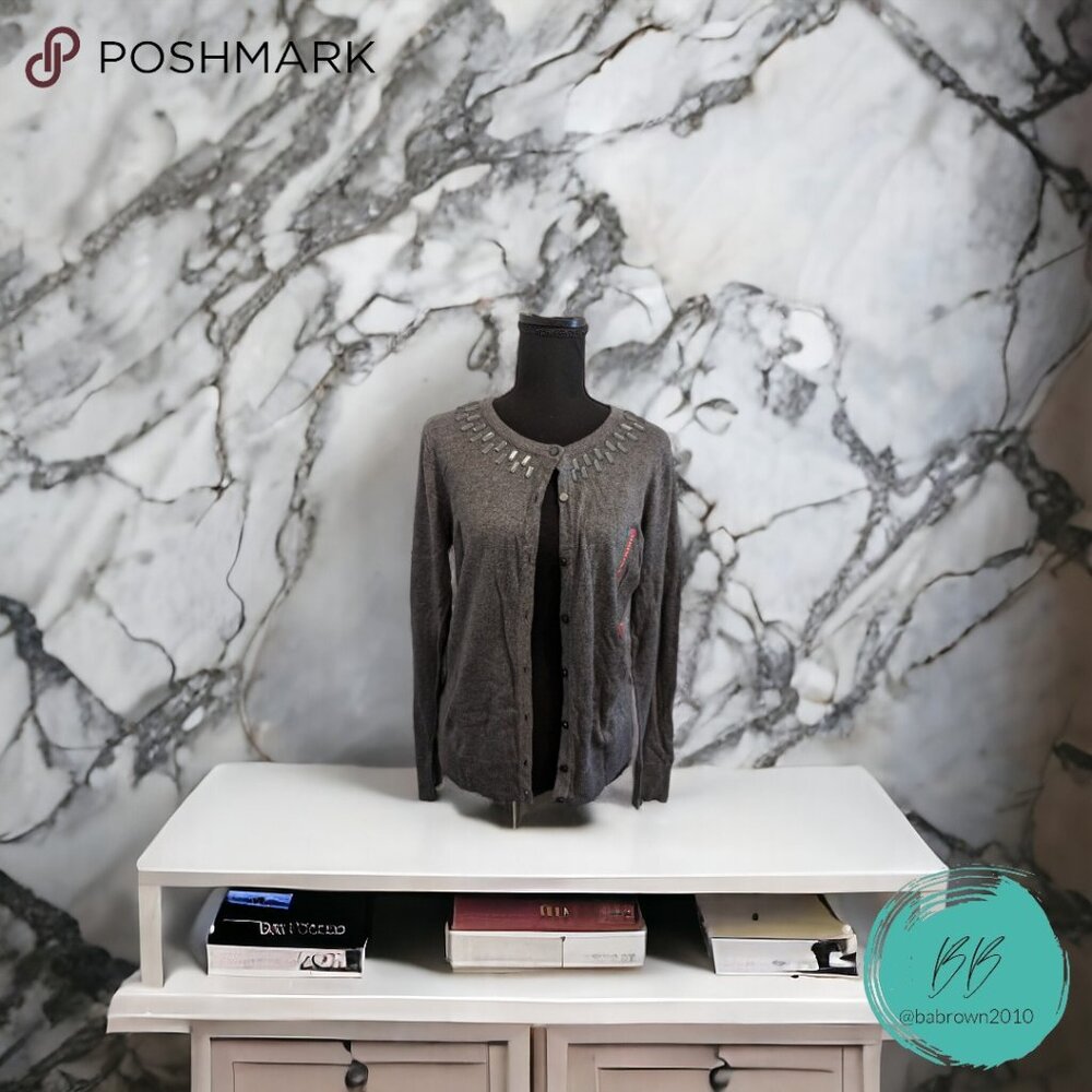 Women's Button Up Jeweled Cardigan